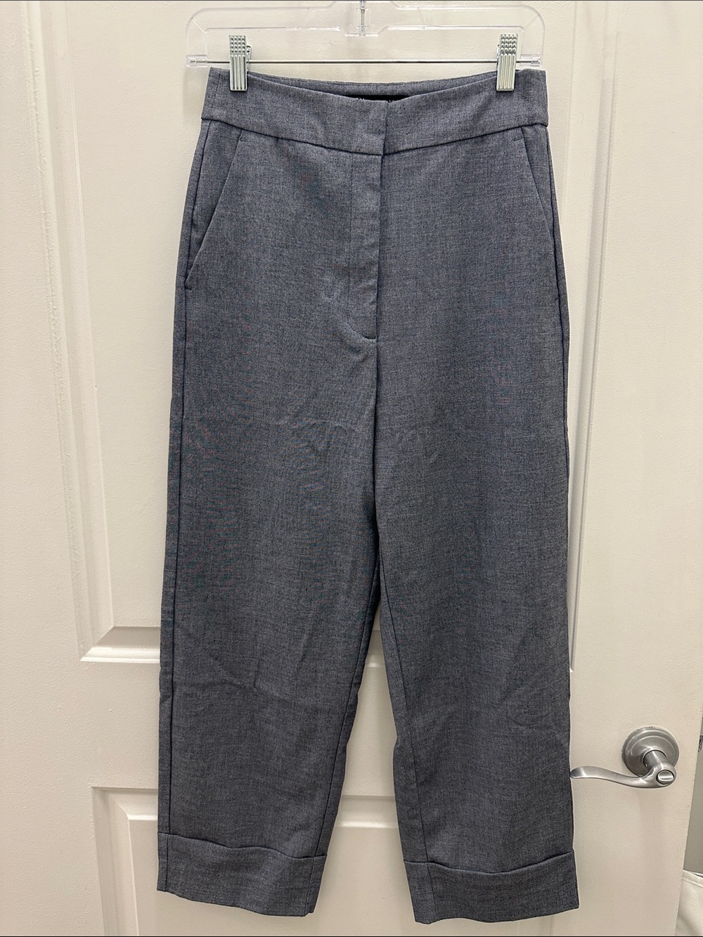 Zara Gray Cropped Tailored Trousers